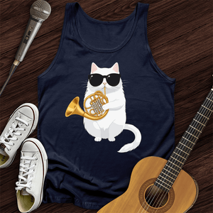 Cat Playing French Horn Tank Top