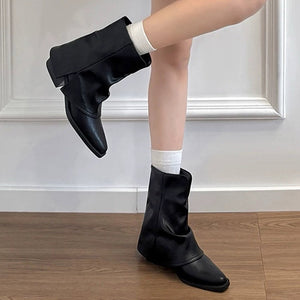 Slouchy Fit Block Heel Boots