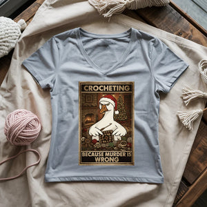 Crocheting Because Murder Is Wrong Lady V-neck