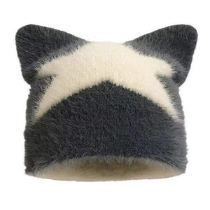Star Print Cat Ear Hat