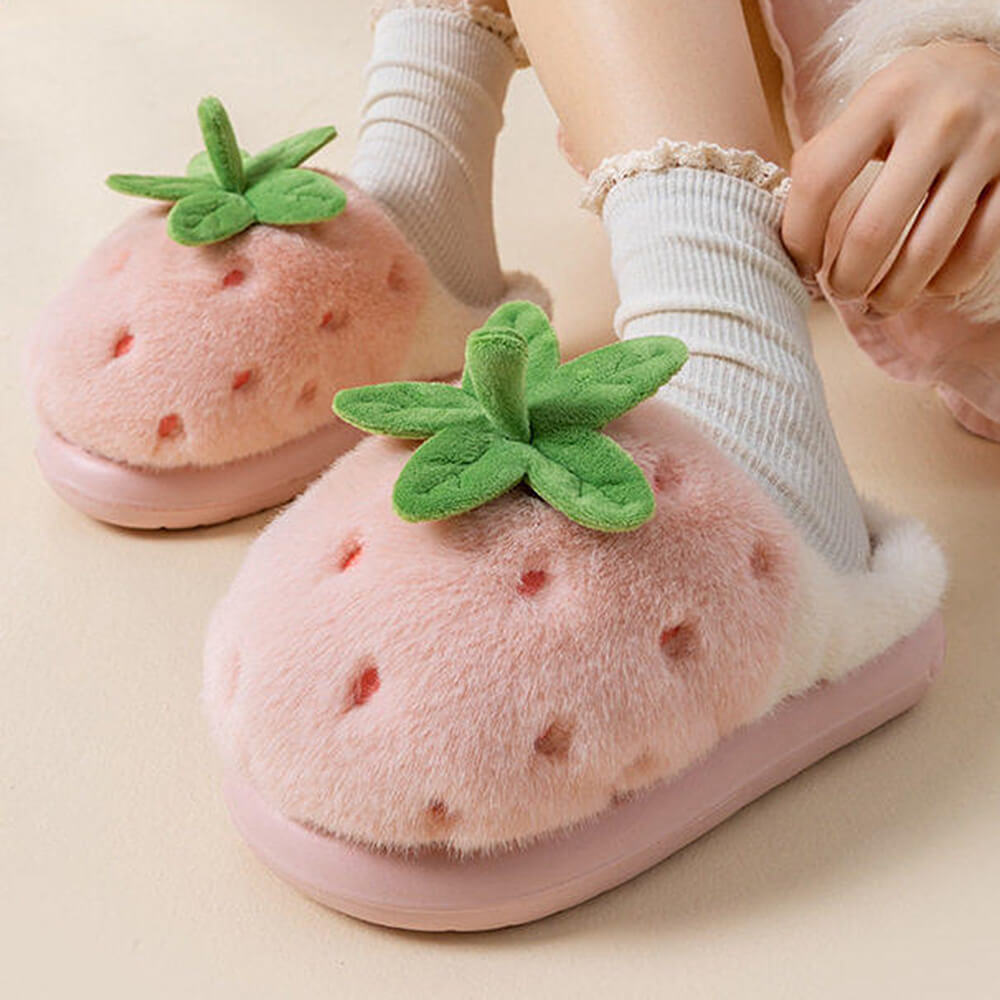 Strawberry Fluffy Slippers