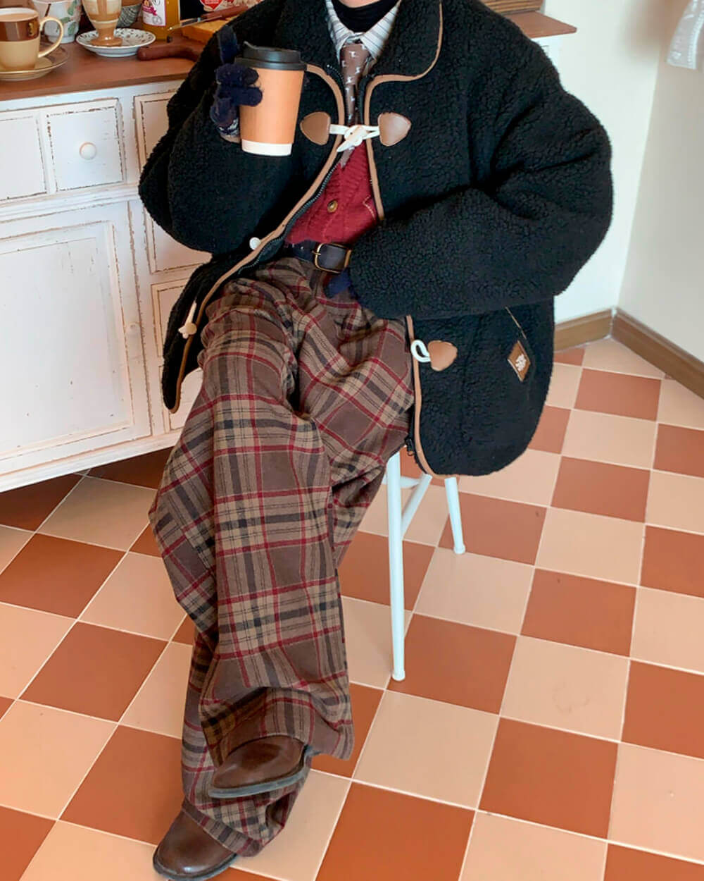 Academia Vintage Plaid Trousers