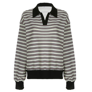 Vintage Stripe Polo Sweatshirt