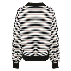 Vintage Stripe Polo Sweatshirt