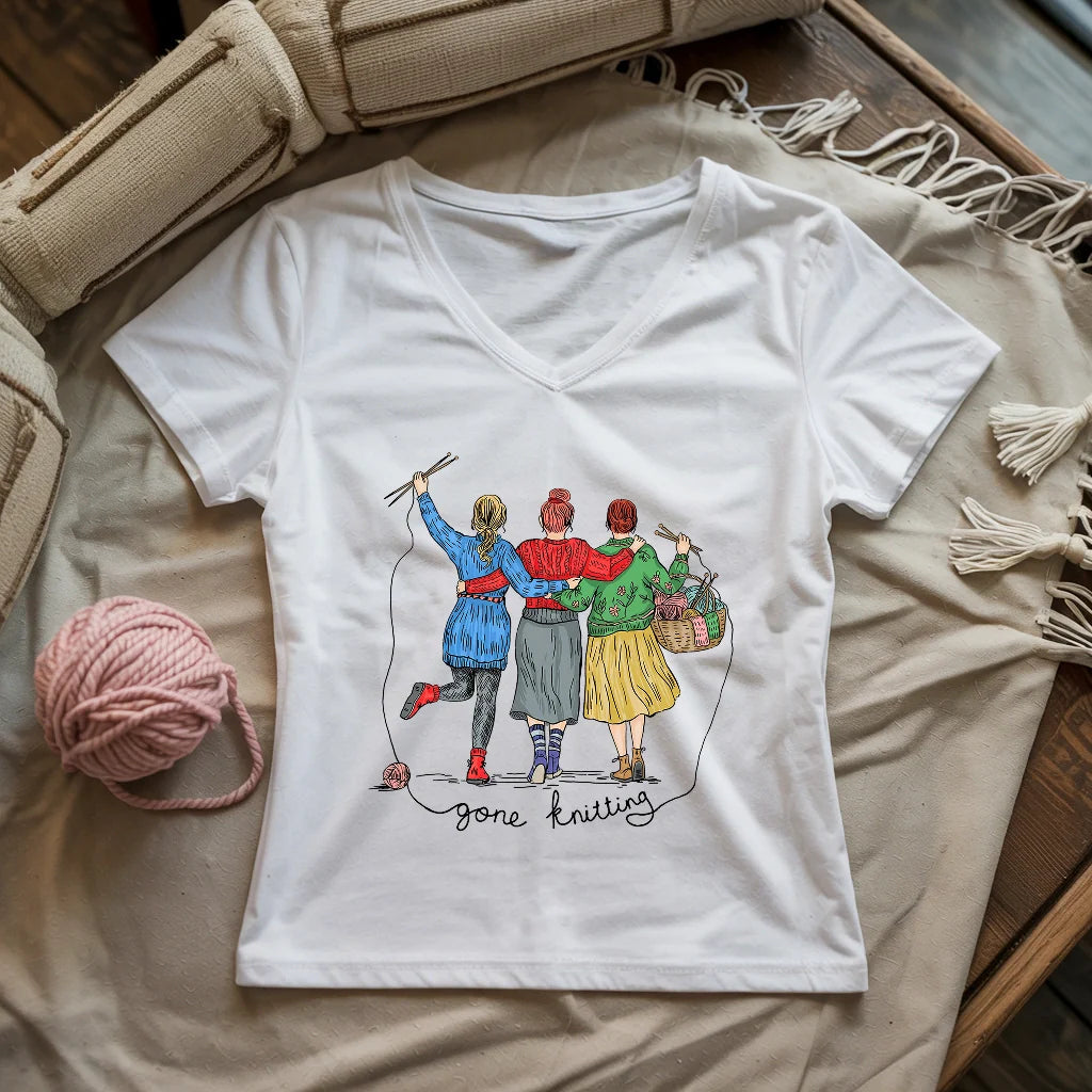 Girls Gone Knitting Lady V-neck