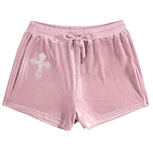 Y2K Cross Rhinestone Shorts