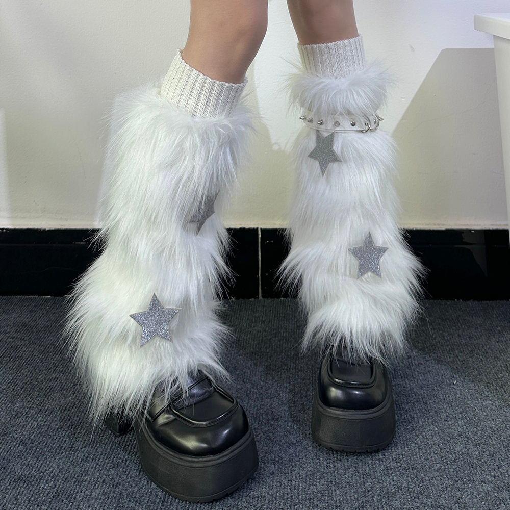 Y2K Star Fuzzy Leg Warmers