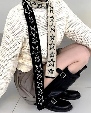 Y2K Star Skinny Scarf