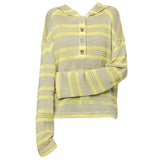 Yellow Striped Heart Buttons Hoodie